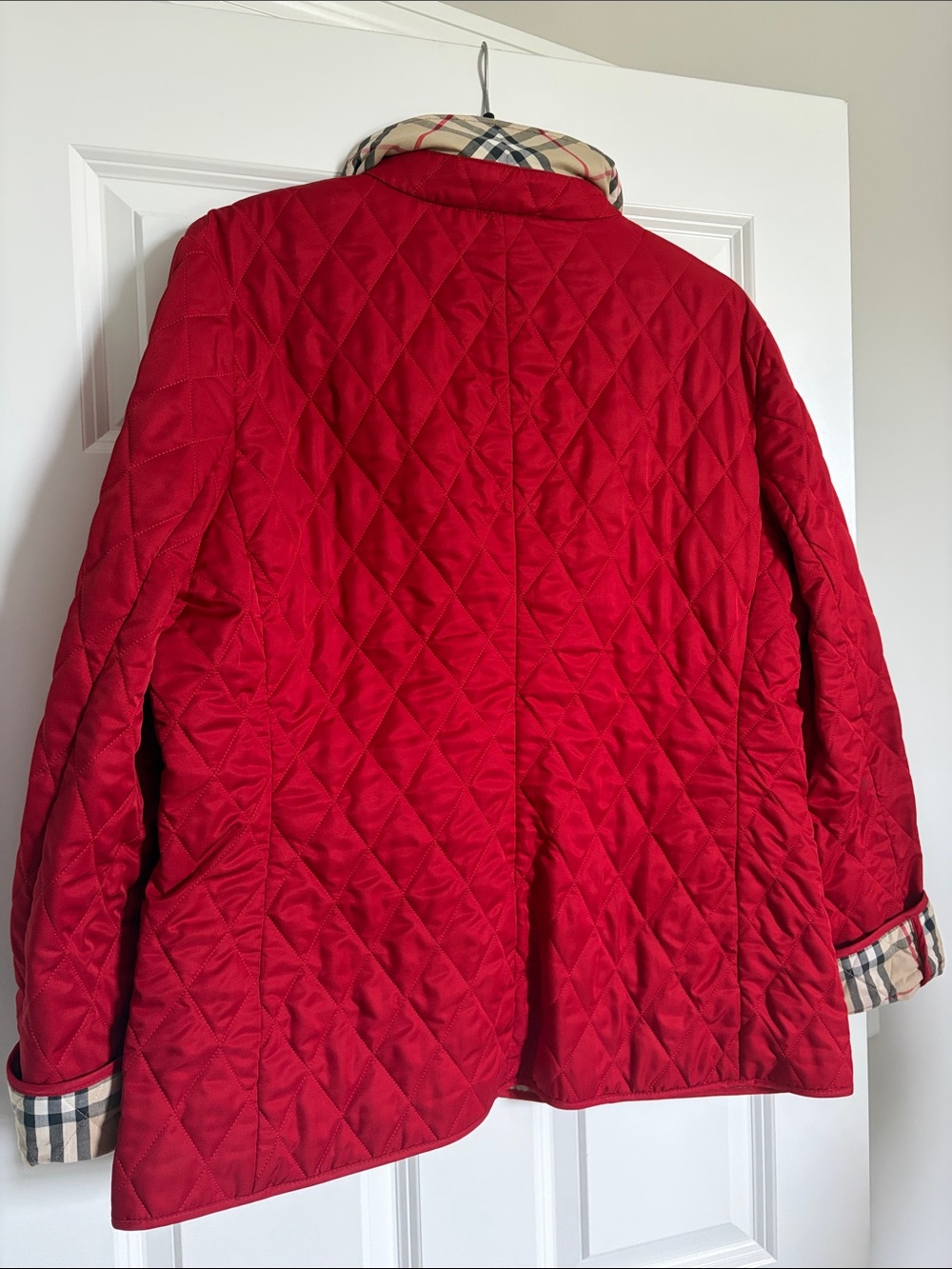 Burberry Red Quilted Snap-Front Jacket - Picture 7 of 8